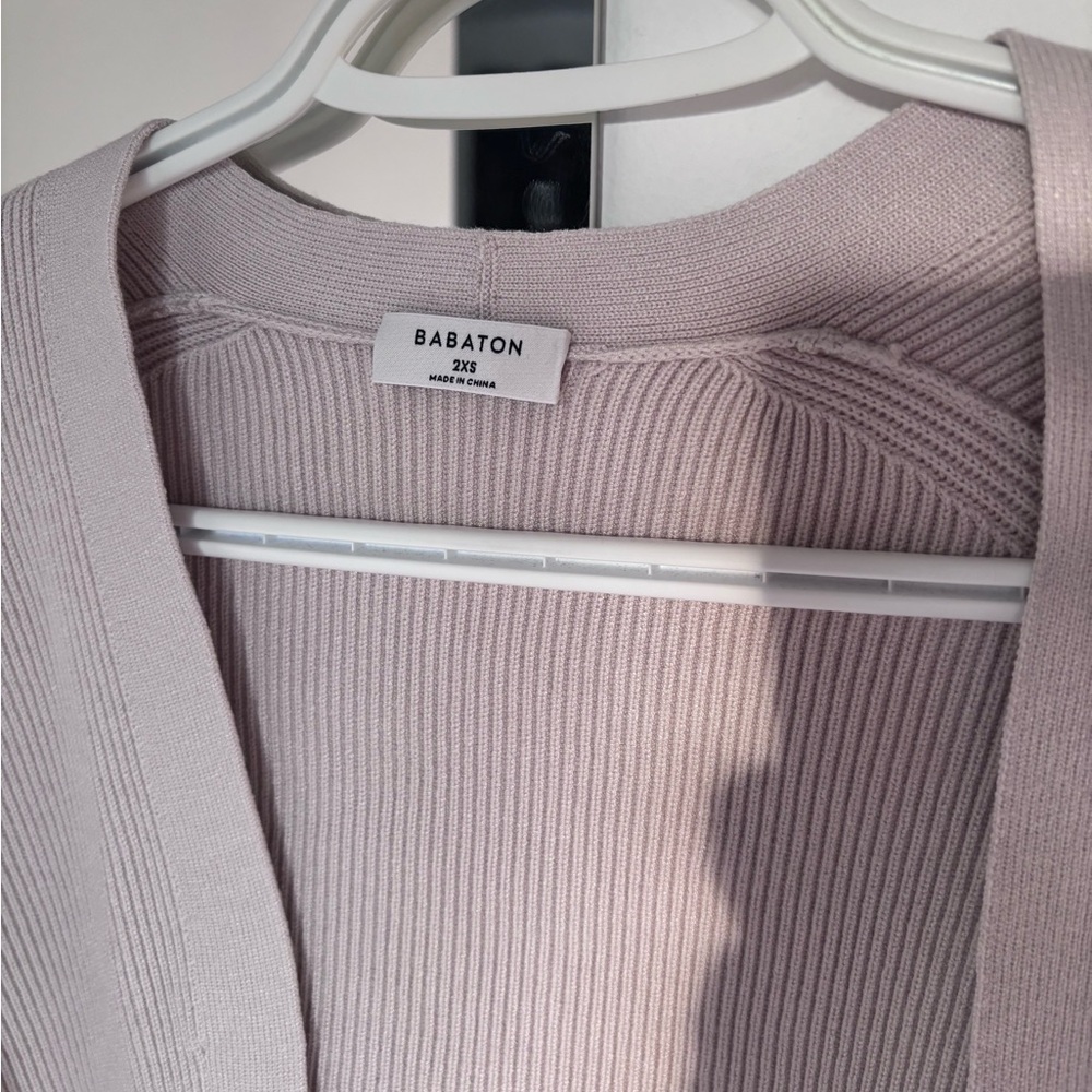 Babaton Cropped Open-Front Ribbed Cardigan in Light Beige - Picture 11 of 13
